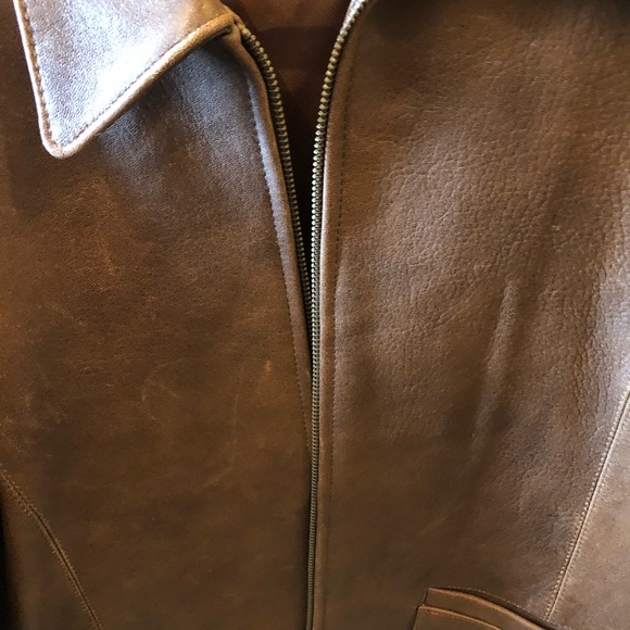 Classic brown leather jacket; size small. - Picture 2 of 4